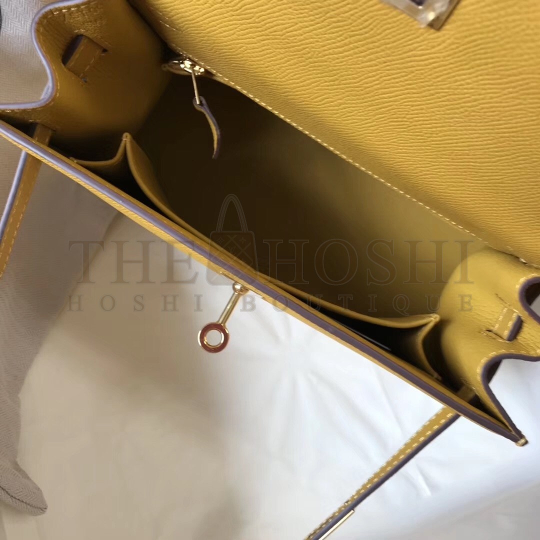 H**me5 Kelly 25cm Sellier Bag In Yellow Epsom Leather Master Quality