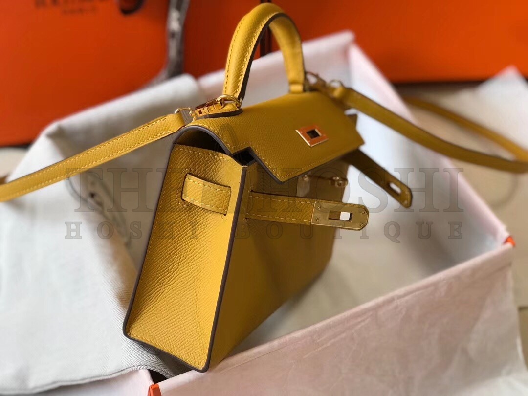 H**me5 Kelly Mini II Bag In Yellow Epsom Leather Master Quality