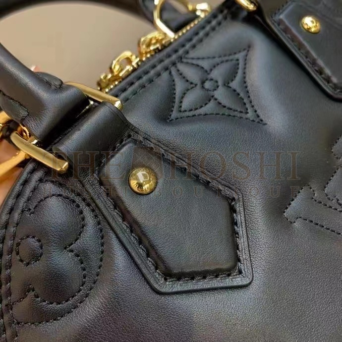 L0vis Vvtt0n LV Women Alma BB Handbag Black Quilted Embroidered Smooth Calf Leather Master Quality