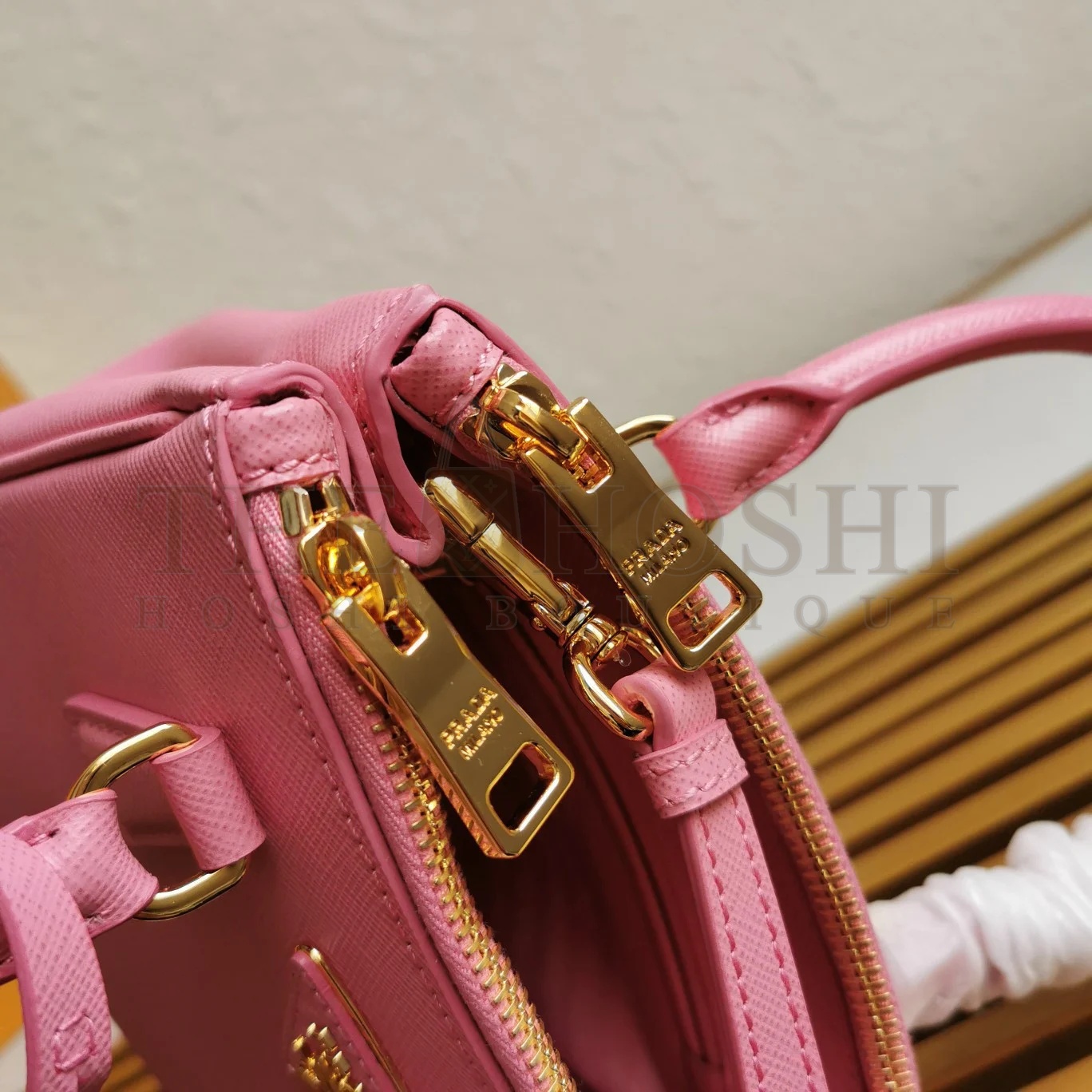 Pra*a Mini Galleria Bag In Pink Saffiano Leather Master Quality
