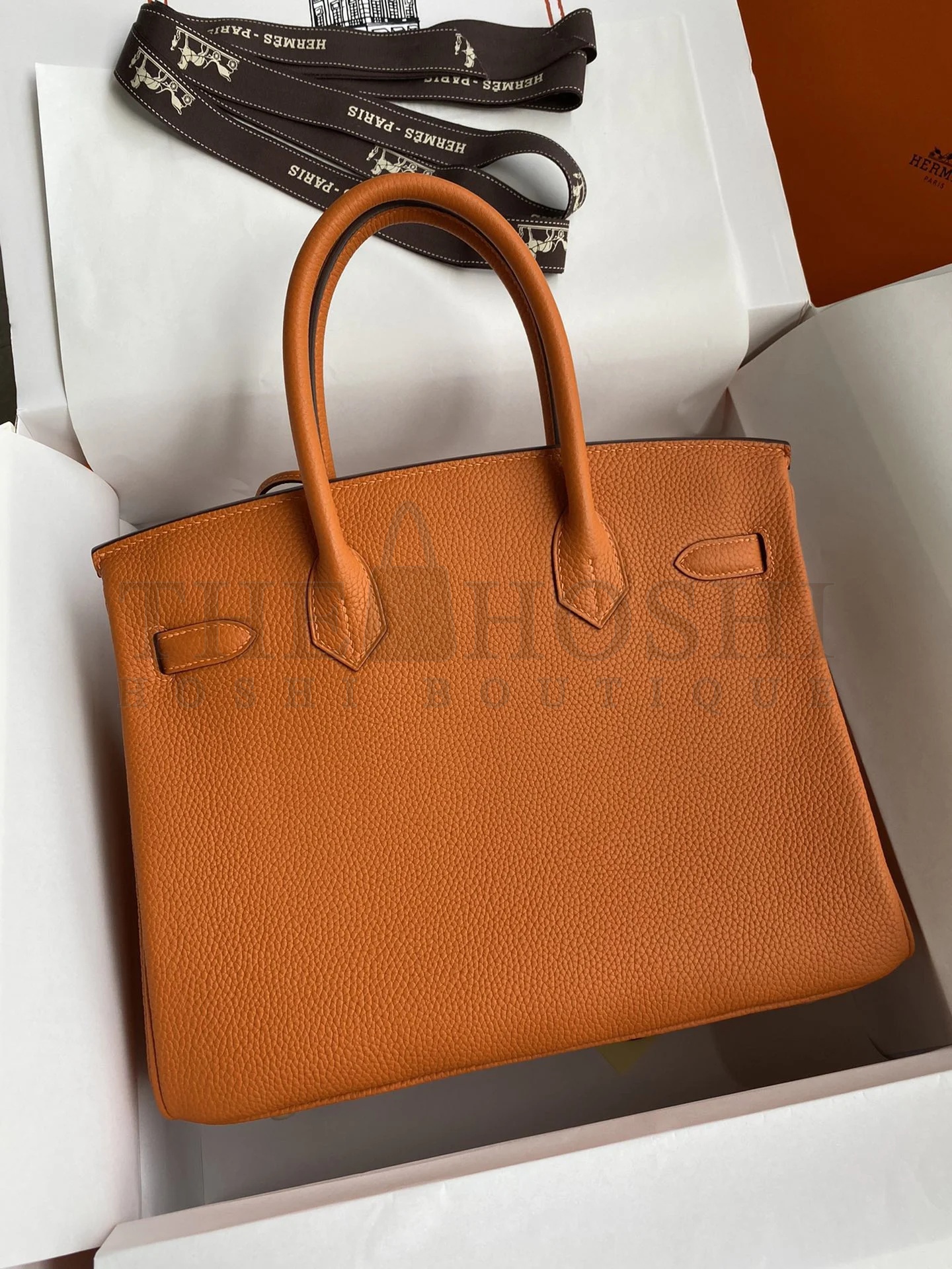 H**me5 Birkin 25 Retourne Handmade Bag In Orange Clemence Leather Master Quality