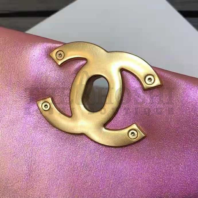 Ch**el Women 19 Flap Bag Lambskin Gold Silver-Tone & Ruthenium-Finish Metal Coral Master Quality