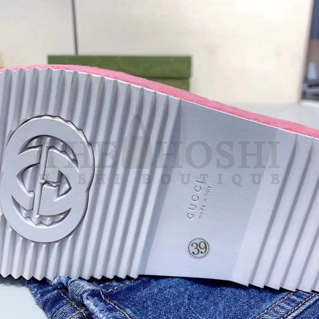 Gvc*1 Unisex G2 Platform Sandals Pink G2 Cotton Sponge Rubber Sole 3 Cm Heel Master Quality