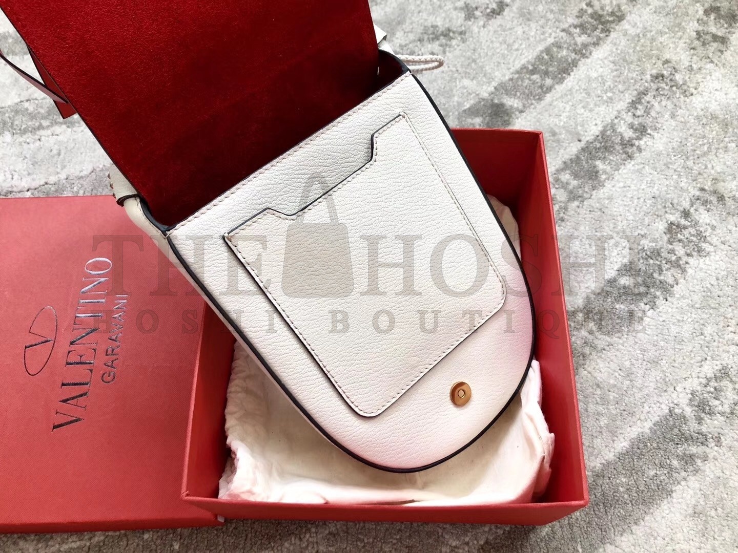 Va1e*ntin0 Medium Vring Crossbody Bag In White Goatskin Master Quality