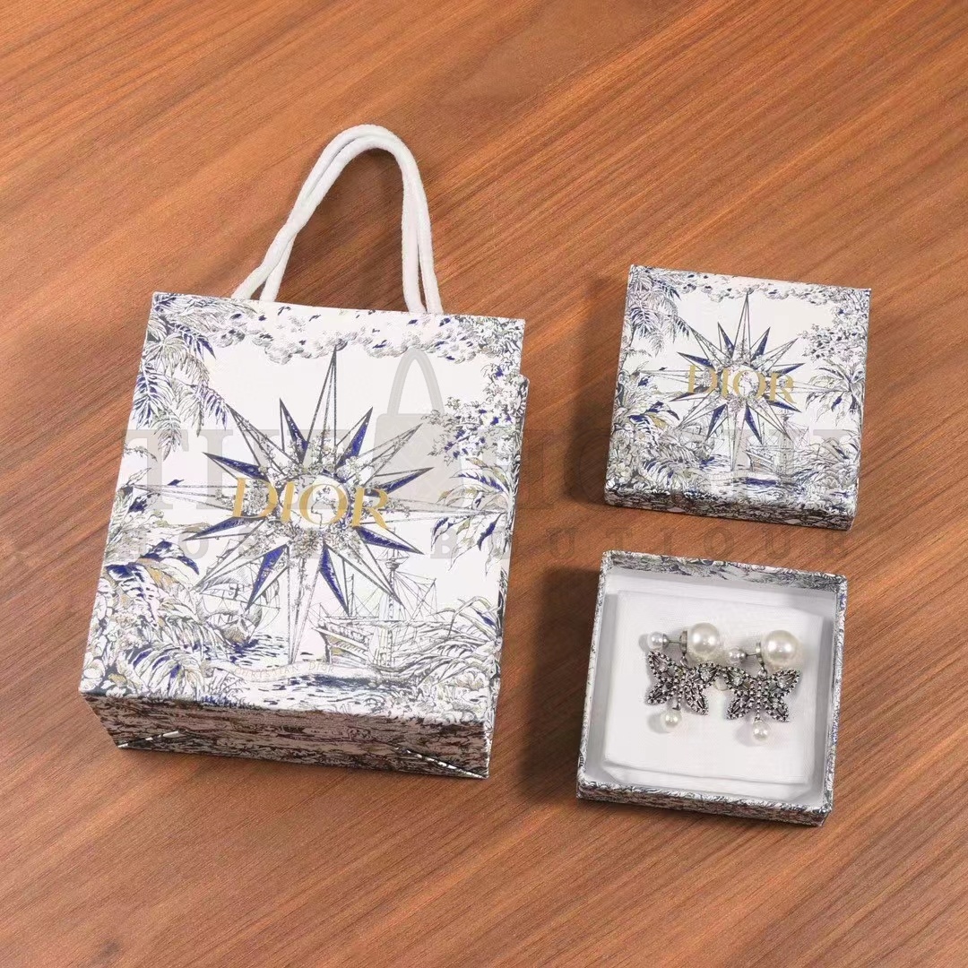 D10r Women CD Papillon De Nuit Earrings Antique Silver Metal Pearls Master Quality