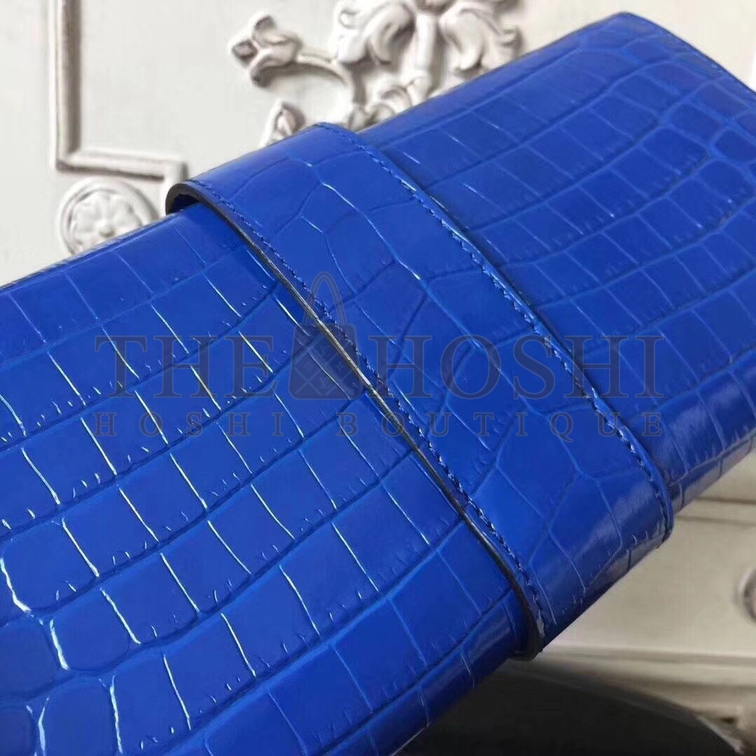 H**me5 Medor Clutch Bag In Blue Crocodile Leather Master Quality