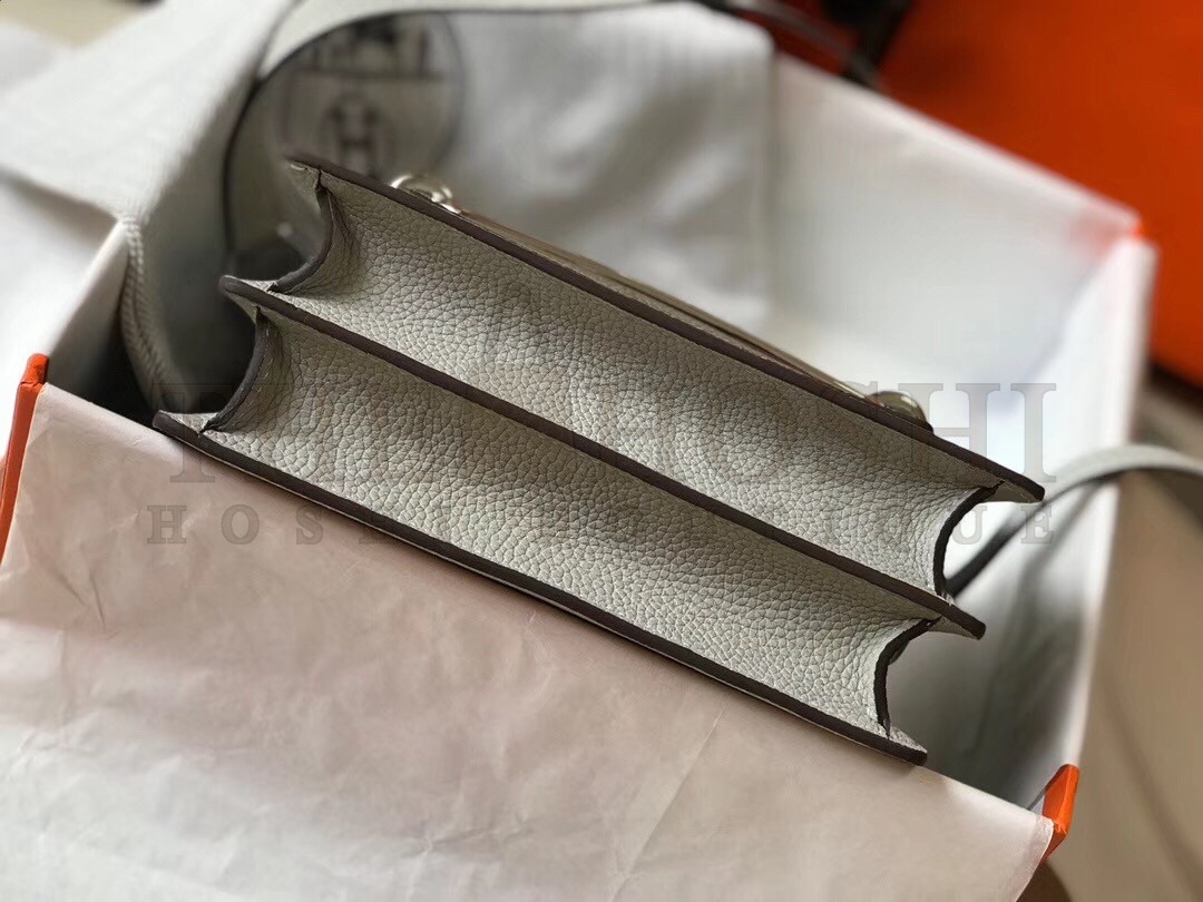 H**me5 Mini Sac Roulis 18cm Bag In Pearl Grey Evercolor Calfskin Master Quality