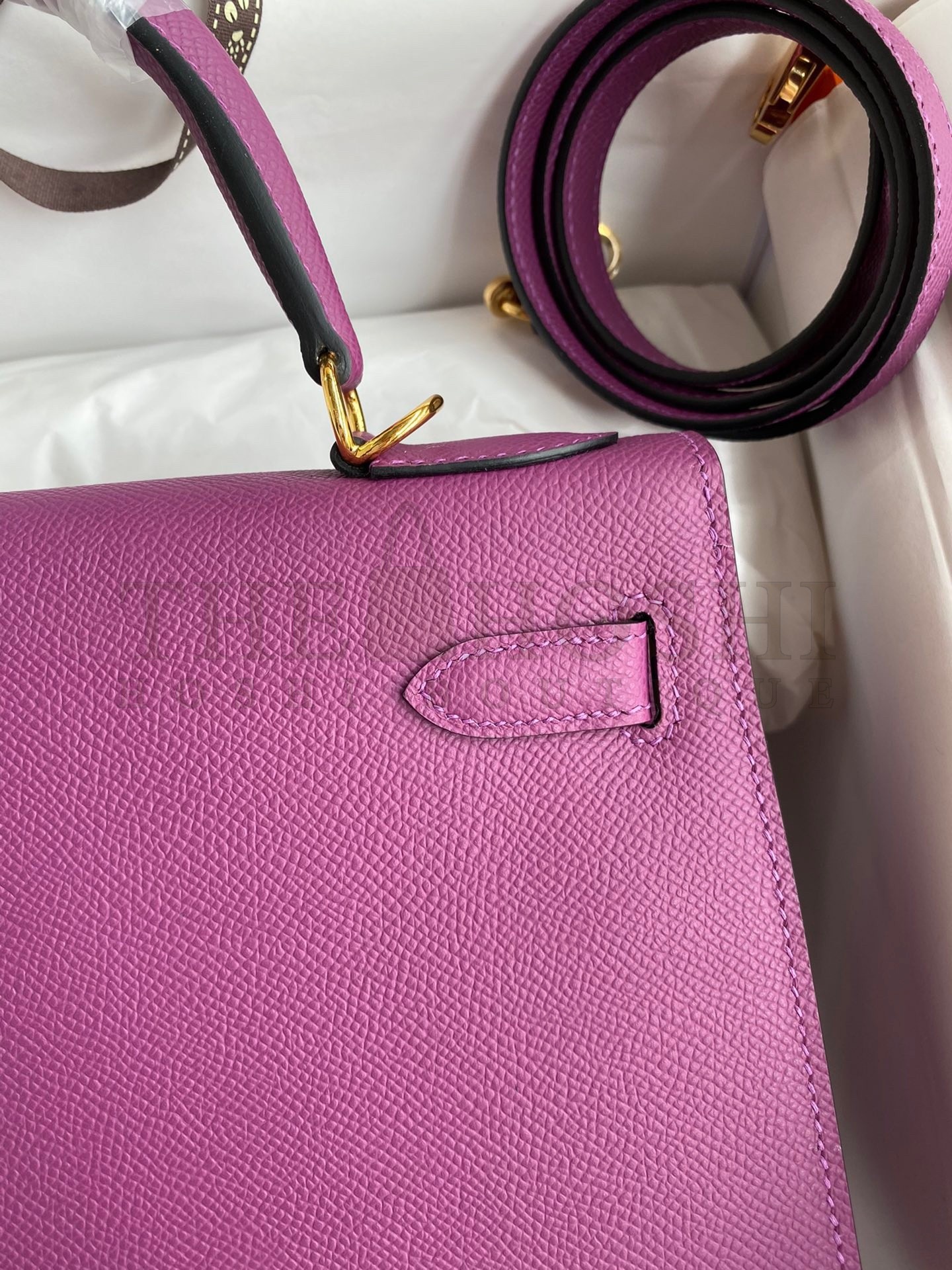 H**me5 Kelly Sellier 28 Handmade Bag In Anemone Epsom Calfskin Master Quality