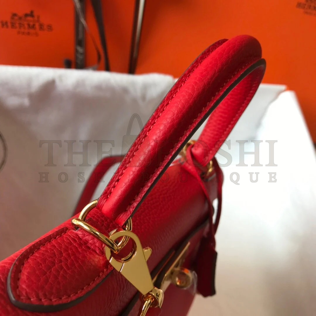 H**me5 Kelly 28cm Retourne Bag in Red Clemence Leather GHW Master Quality