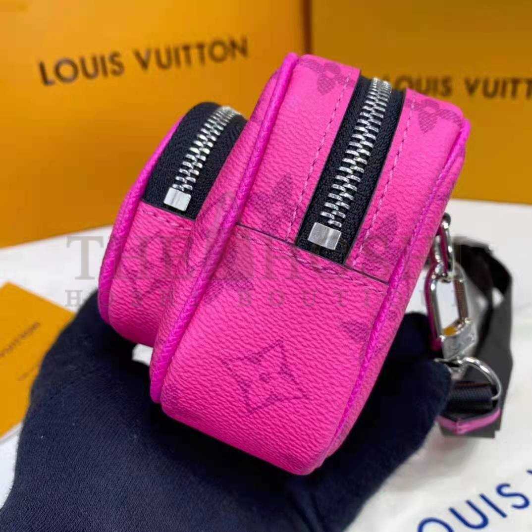 L0vis Vvtt0n LV Women Outdoor Pouch Taigarama Pink Rose Coated Canvas Cowhide Leather Master Quality