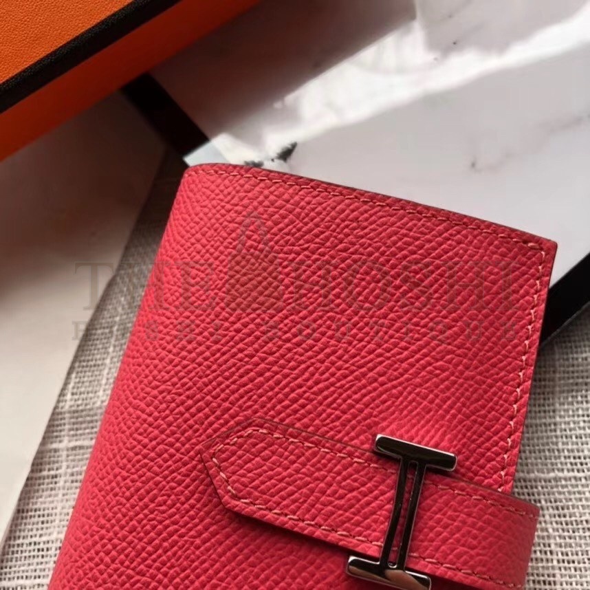 H**me5 Bearn Mini Wallet In Rose Lipstick Epsom Leather Master Quality