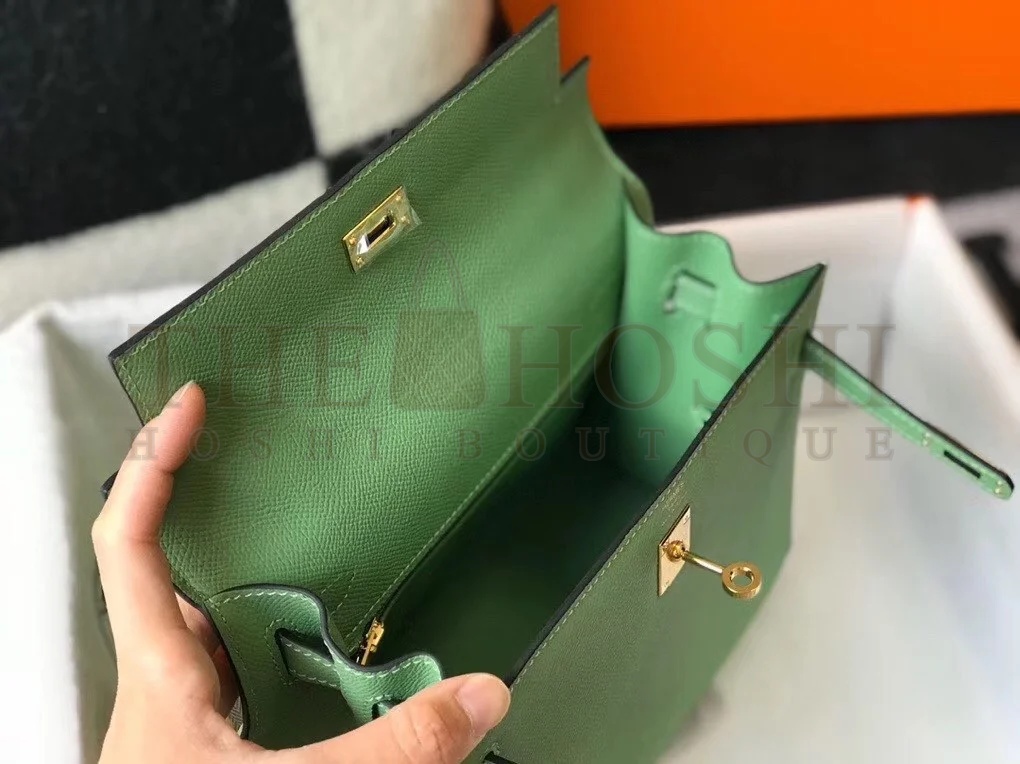 H**me5 Kelly 28cm Sellier Bag in Vert Cypres Epsom Calfskin GHW Master Quality