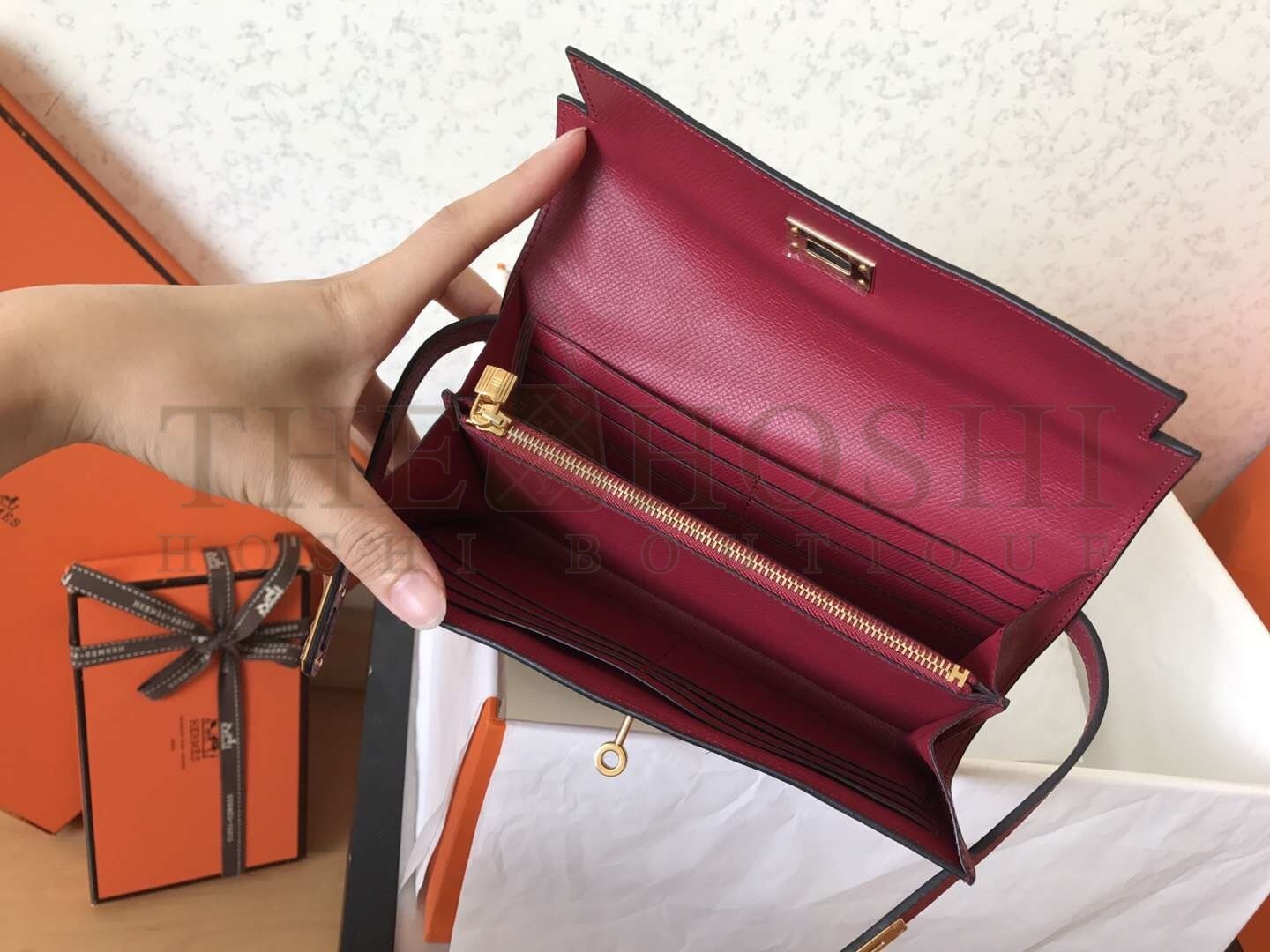 H**me5 Kelly Classic Long Wallet In Ruby Epsom Leather Master Quality