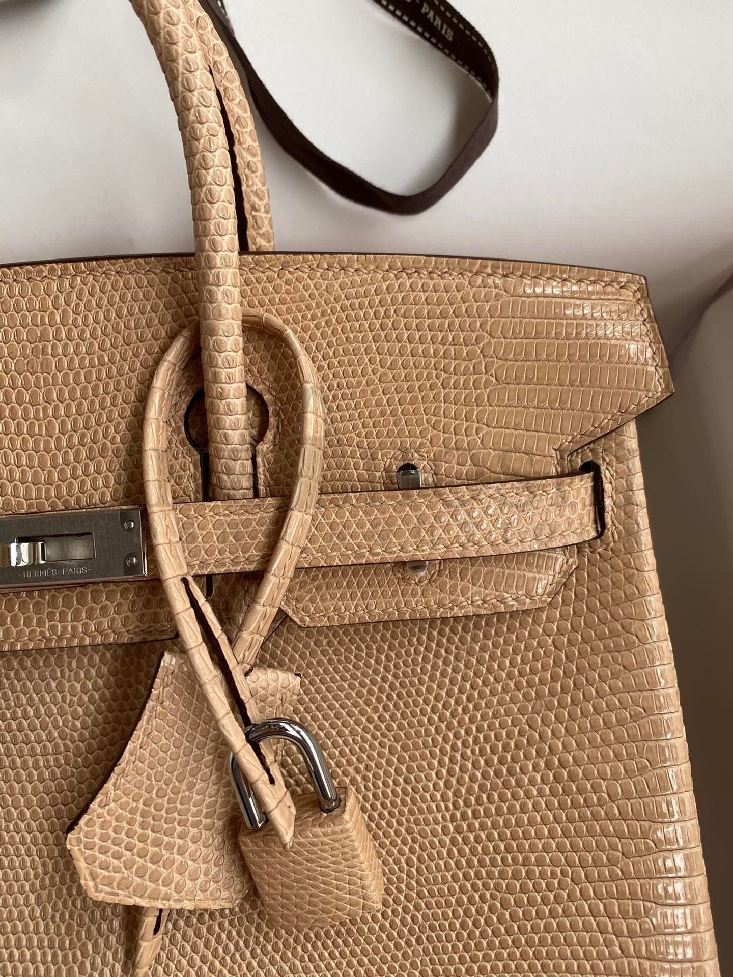 H**me5 Birkin 25 Retourne Handmade Bag In Beige Lizard Leather Master Quality