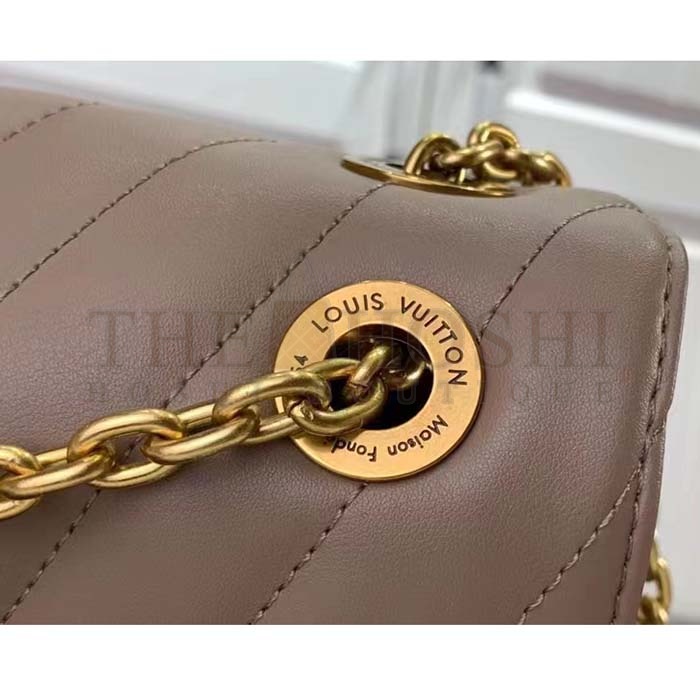 L0vis Vvtt0n LV Women New Wave Chain Bag GM Dark Taupe Quilted Smooth Calf Leather Master Quality