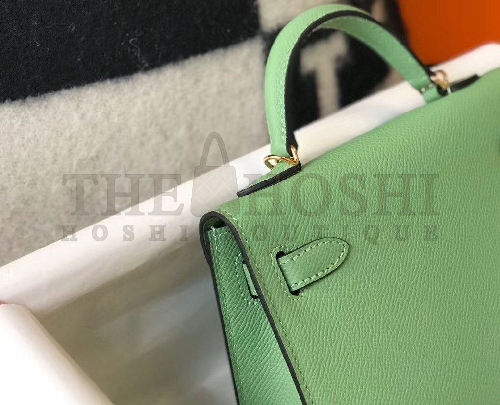 H**me5 Kelly Mini II Bag In Vert Criquet Epsom Leather Master Quality