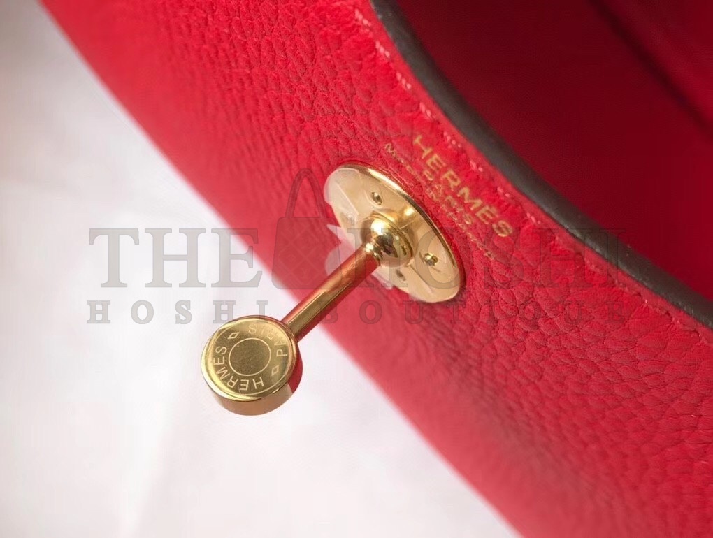 H**me5 Mini Lindy Bag In Red Clemence Leather Master Quality