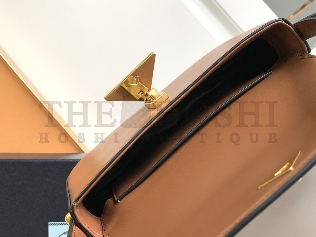 Pra*a Shoulder Bag in Cognac Smooth Calfskin Master Quality