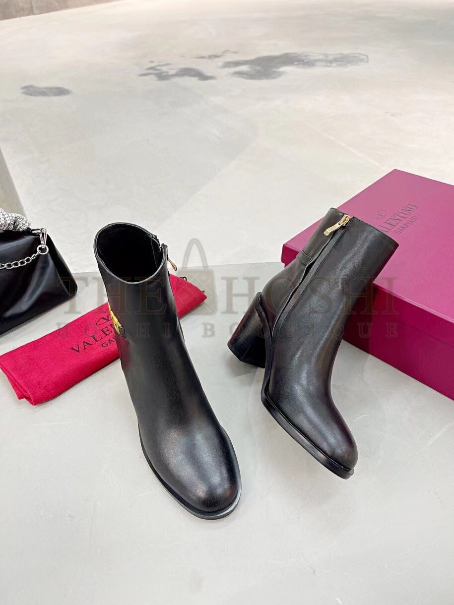 Va1e*ntin0 VLogo Ankle Boots 75mm In Black Leather Master Quality