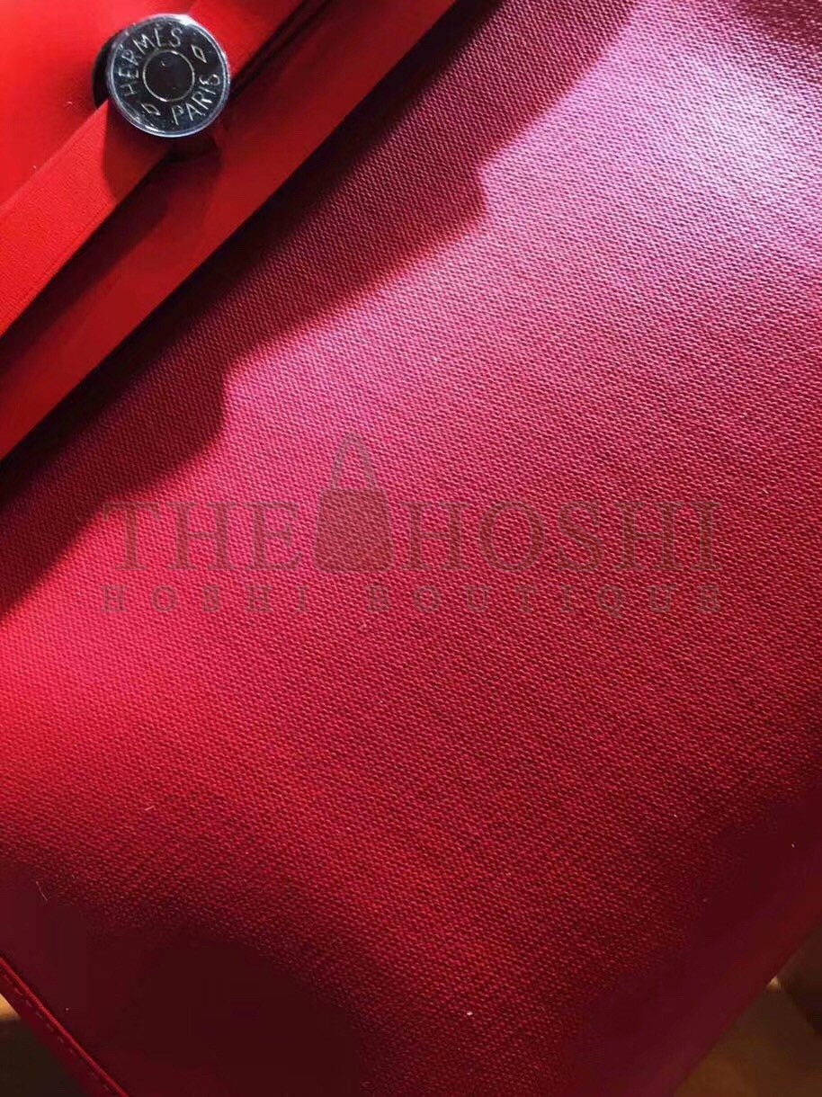 H**me5 Herbag Zip 31cm Bag In Red Toile And Leather Master Quality