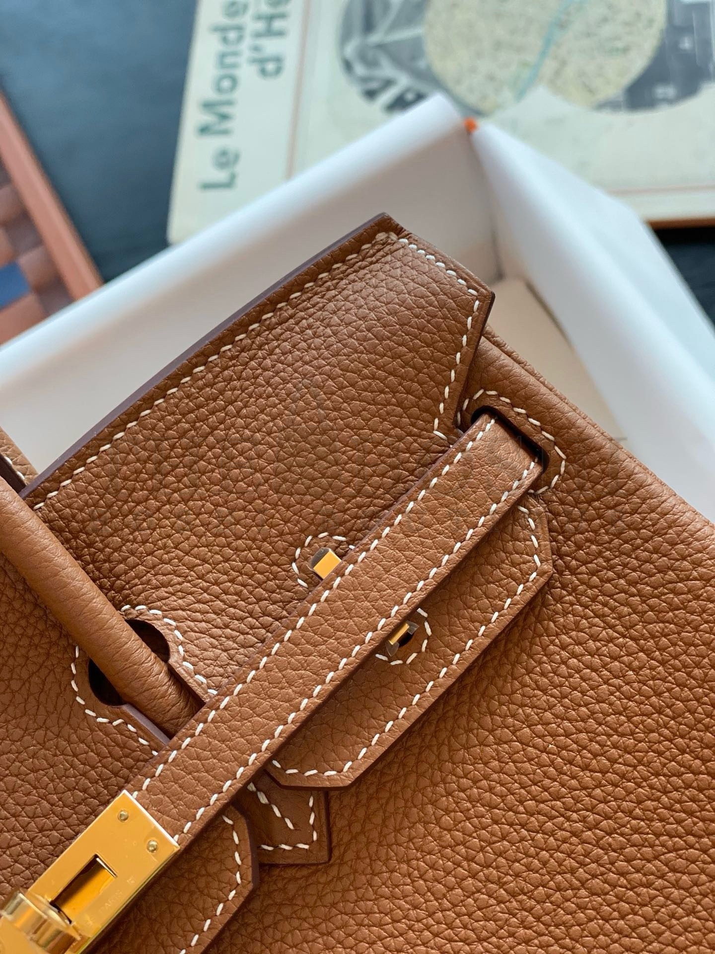 H**me5 Birkin 25 Retourne Handmade Bag in Gold Togo Leather Master Quality