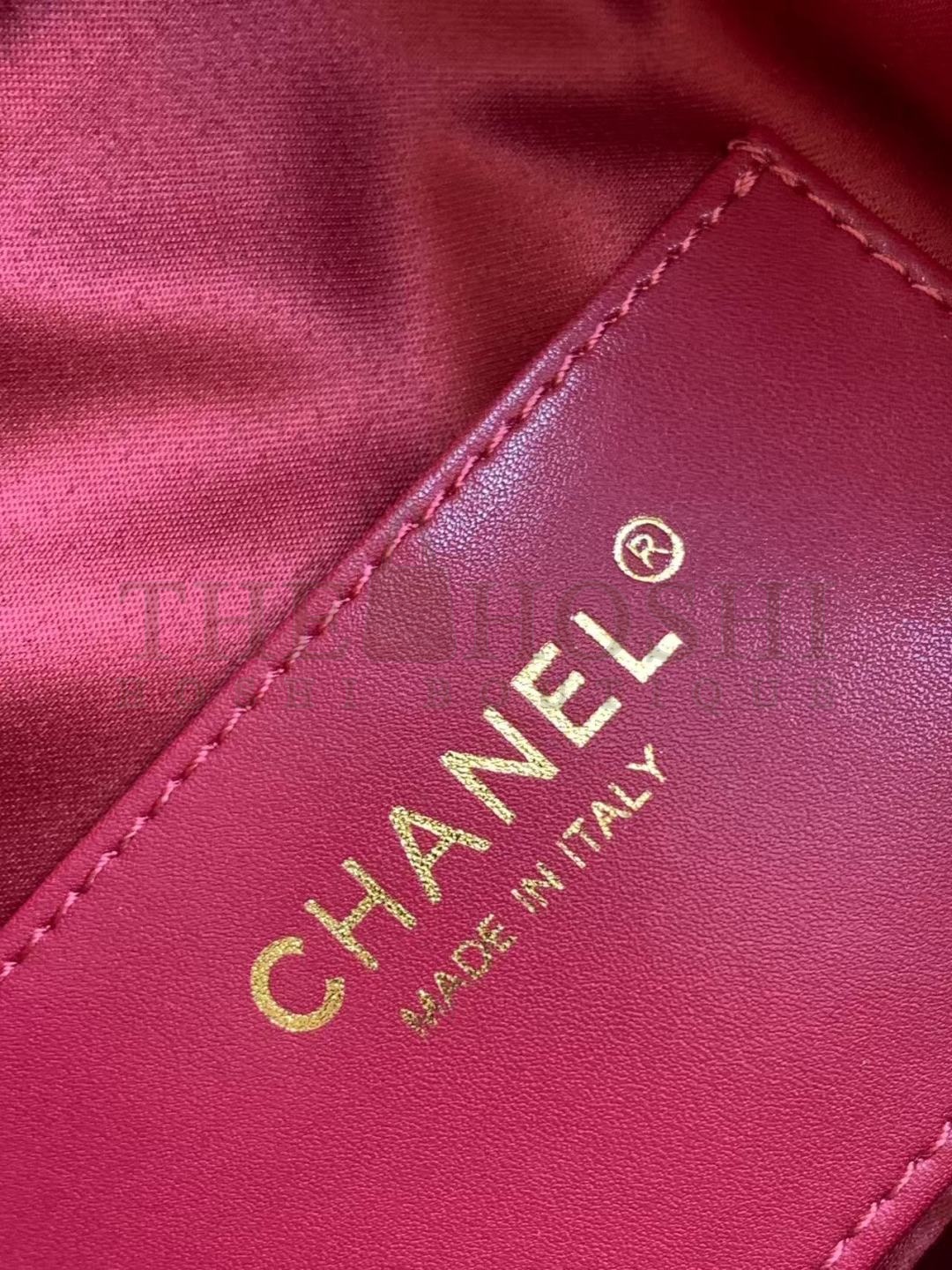 Ch**el 25C AS5293 Hobo Drawstring Bag Red Caviar Leather with Gold Chain 30x26x14cm Master Quality