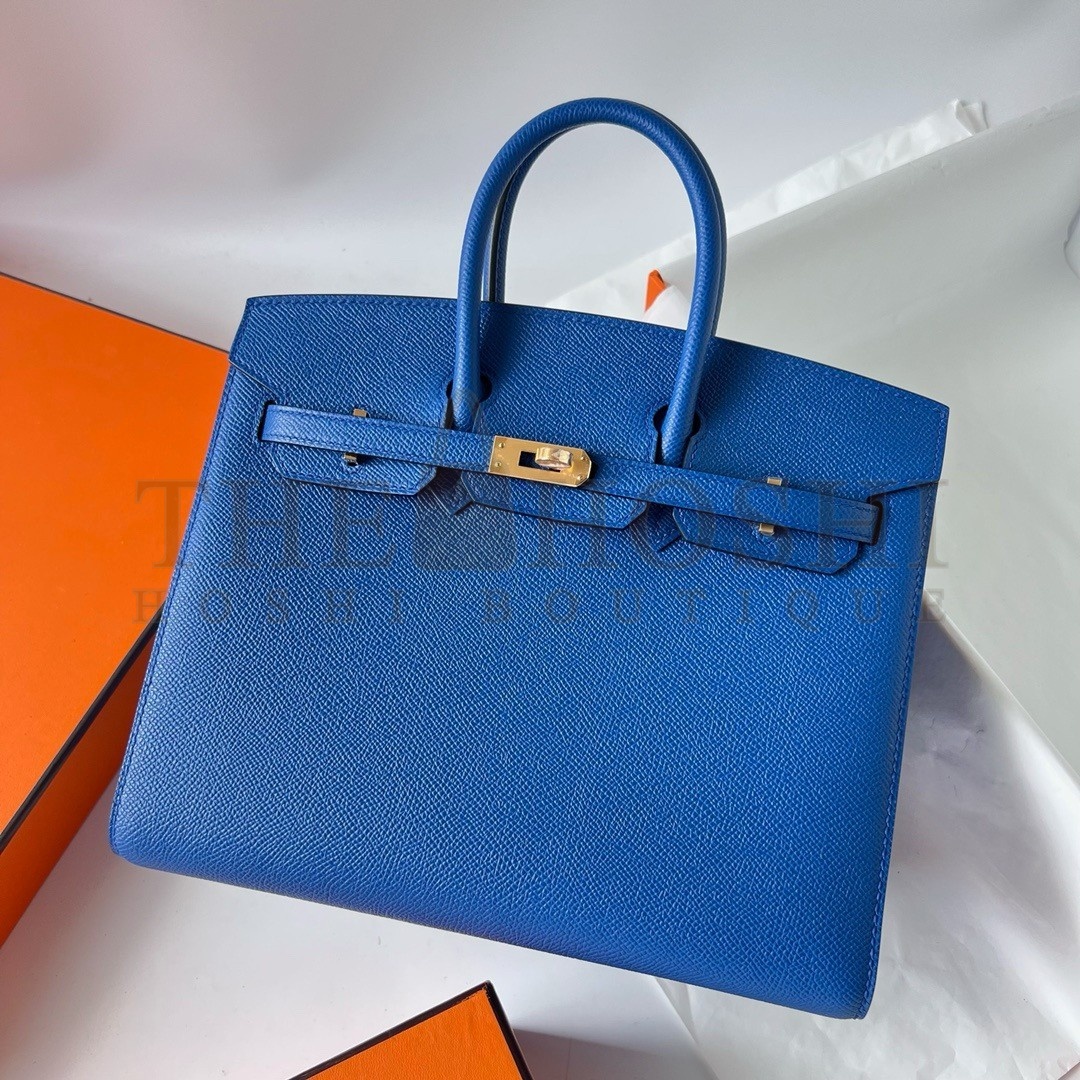 H**me5 Birkin 25 Sellier Handmade Bag In Blue France Epsom Calfskin Master Quality