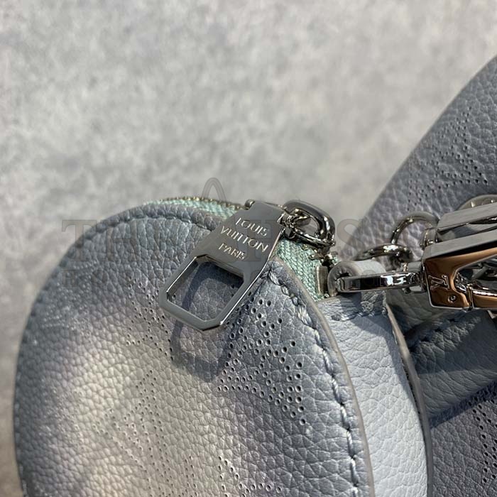 L0vis Vvtt0n LV Women Bella Bucket Bag Olympe Blue Perforated Mahina Calf Leather Master Quality