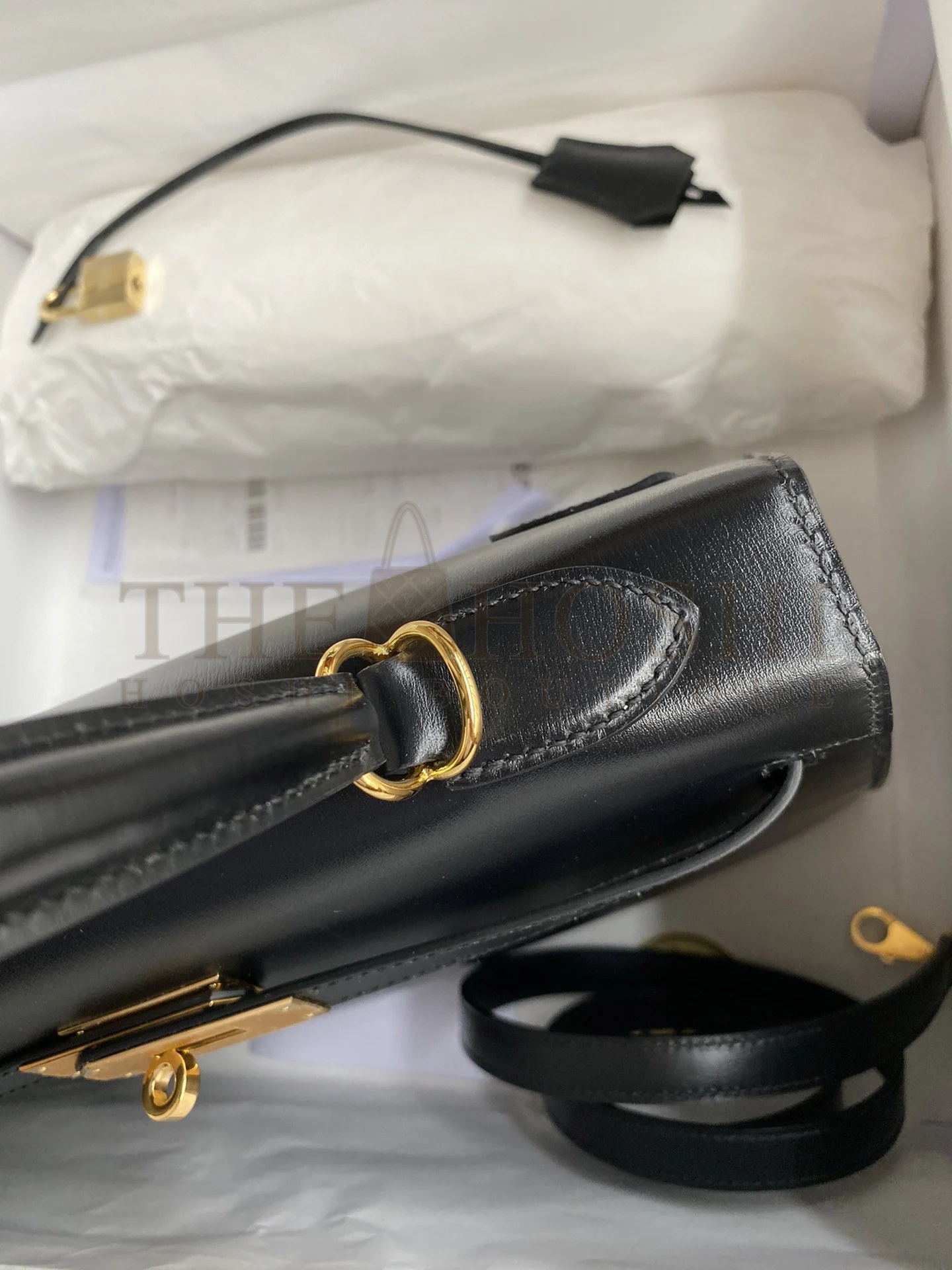 H**me5 Kelly Sellier 32 Handmade Bag In Black Box Calfskin Master Quality