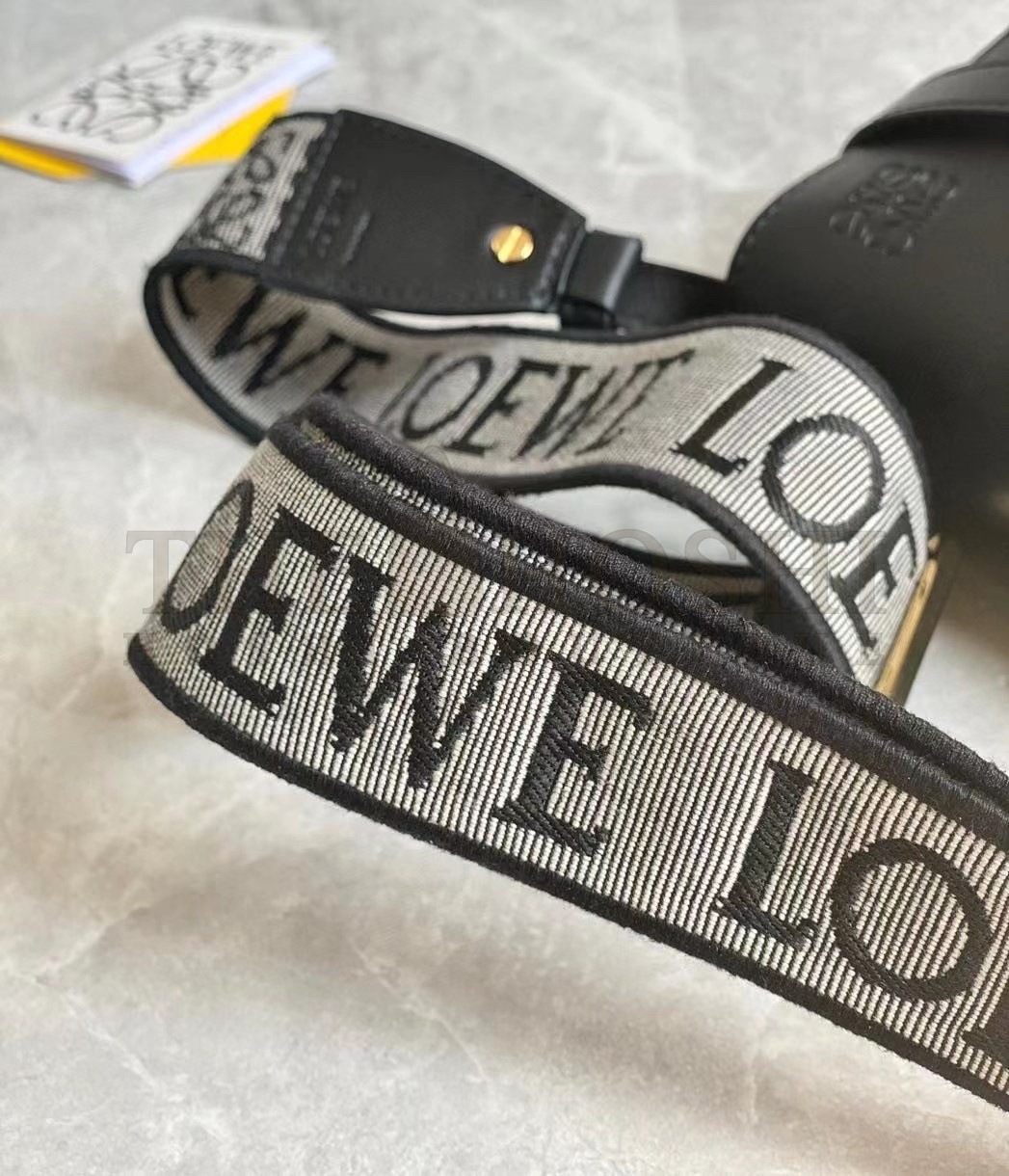 L0ew* Mini Gate Dual Bag In Black Calfskin Master Quality