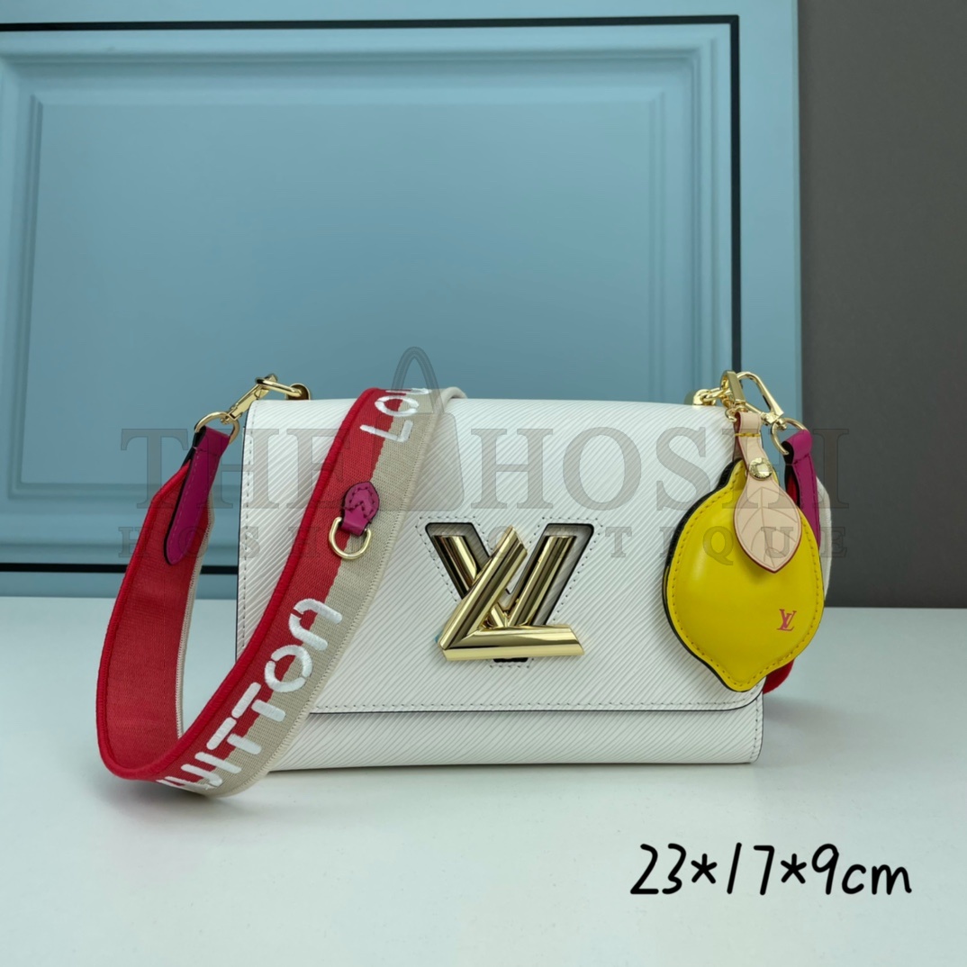 L0vis Vvtt0n LV Women Twist MM Lemon Handbag White Epi Grained Cowhide Master Quality
