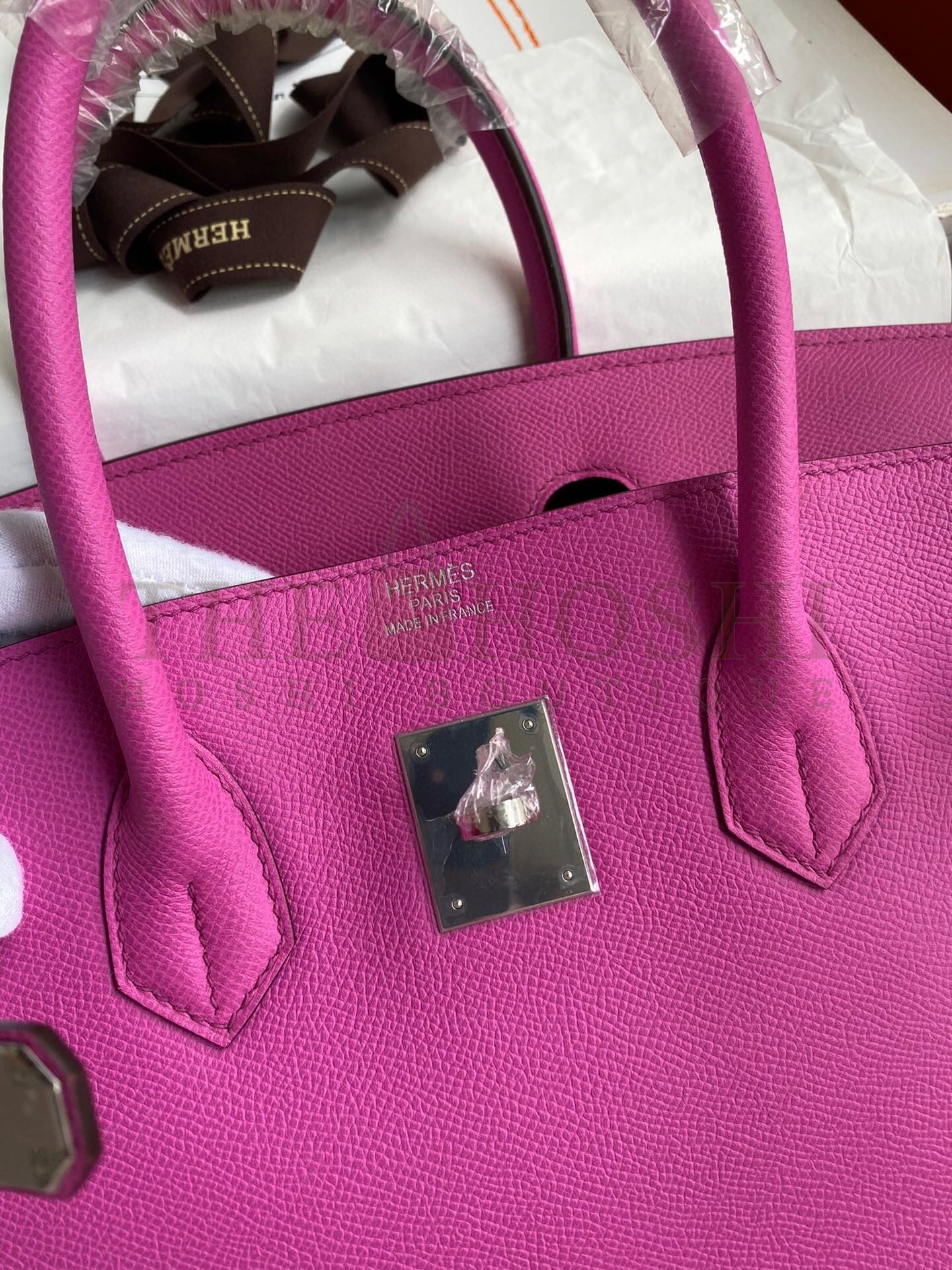 H**me5 Birkin 35 Retourne Handmade Bag in Rose Magnolia Epsom Calfskin Master Quality