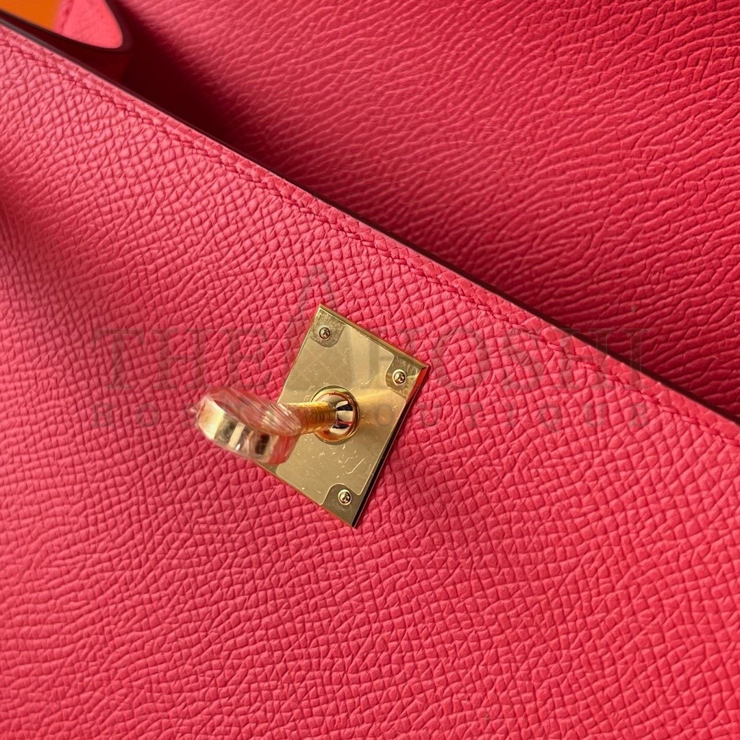 H**me5 Kelly Pochette Handmade Bag In Rose Japour Epsom Calfskin Master Quality