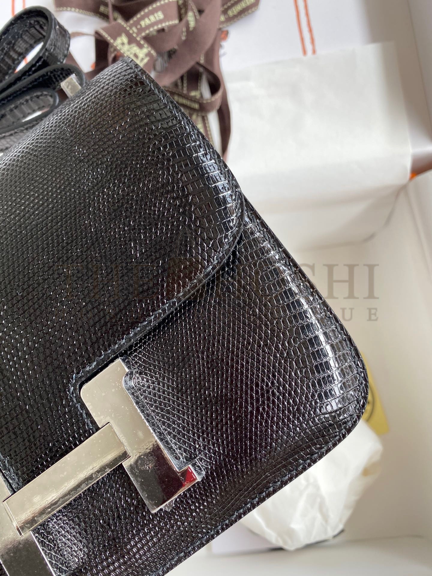 H**me5 Constance 18 Handmade Bag In Black Lizard Leather Master Quality