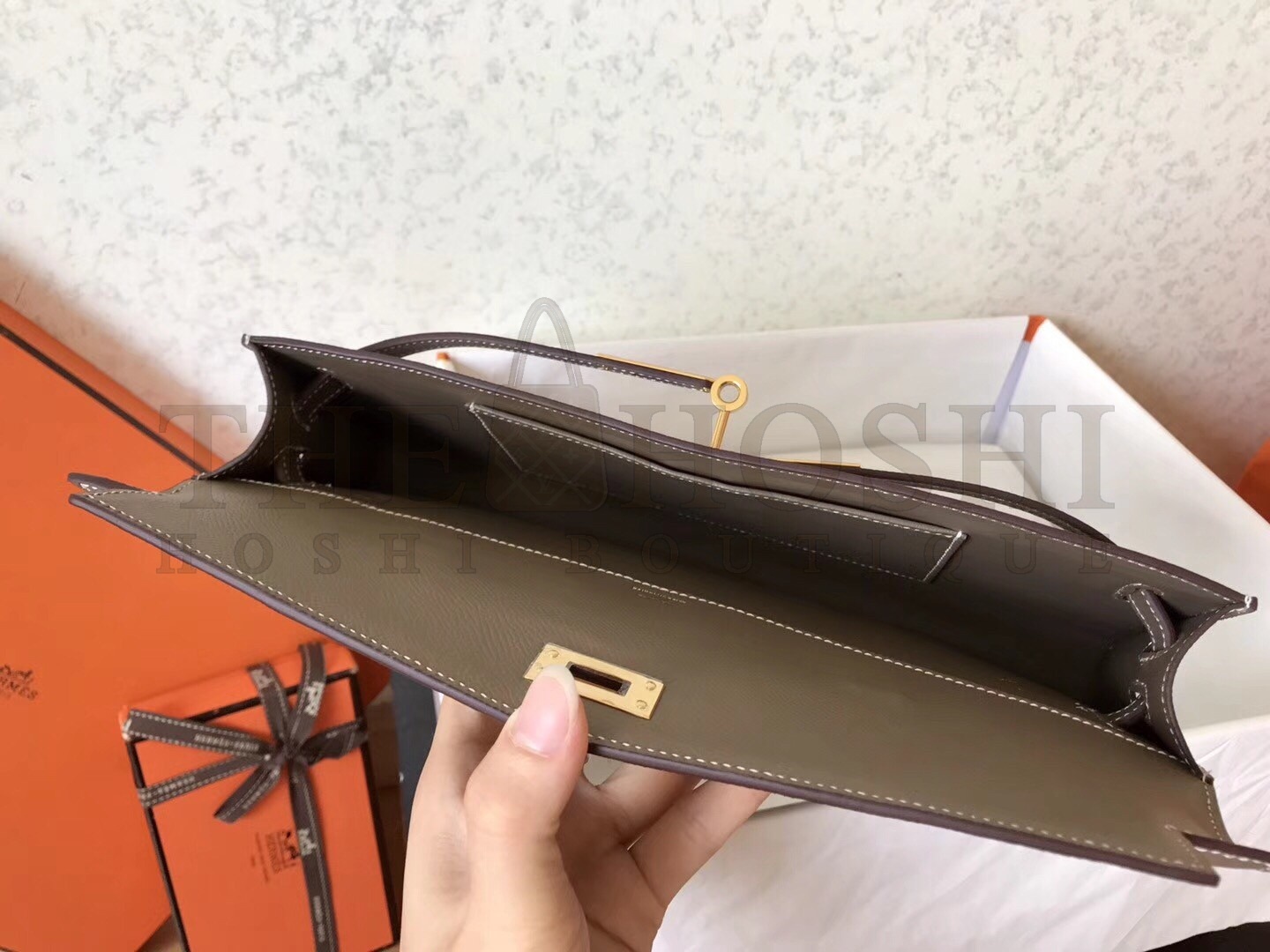H**me5 Taupe Epsom Kelly Cut Handmade Bag Master Quality