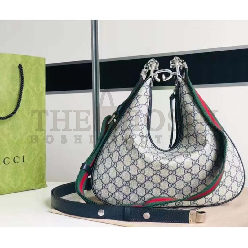 Gvc*1 Women GG Attache Large Shoulder Bag Beige Blue GG Svp*me Canvas Master Quality