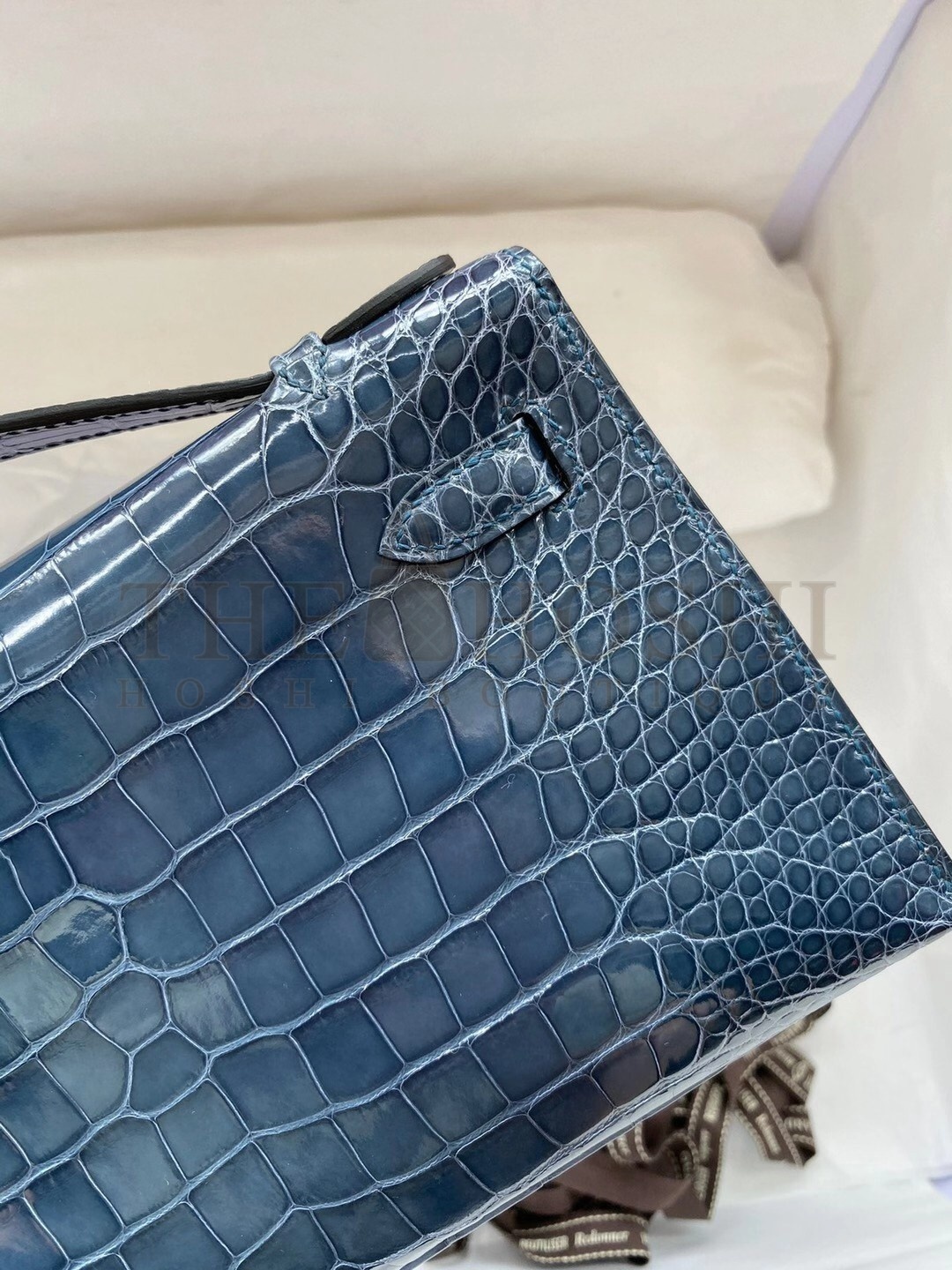 H**me5 Blue Shiny Alligator Crocodile Kelly Pochette Bag Master Quality