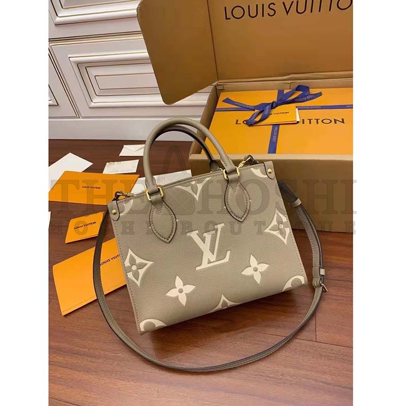 L0vis Vvtt0n LV Women Onthego Tote Beige Embossed Grained Cowhide Leather MM M45494 (35 x 27 x 14 cm)BB M47054 (18 x 15 x 8.5 cm) Master Quality
