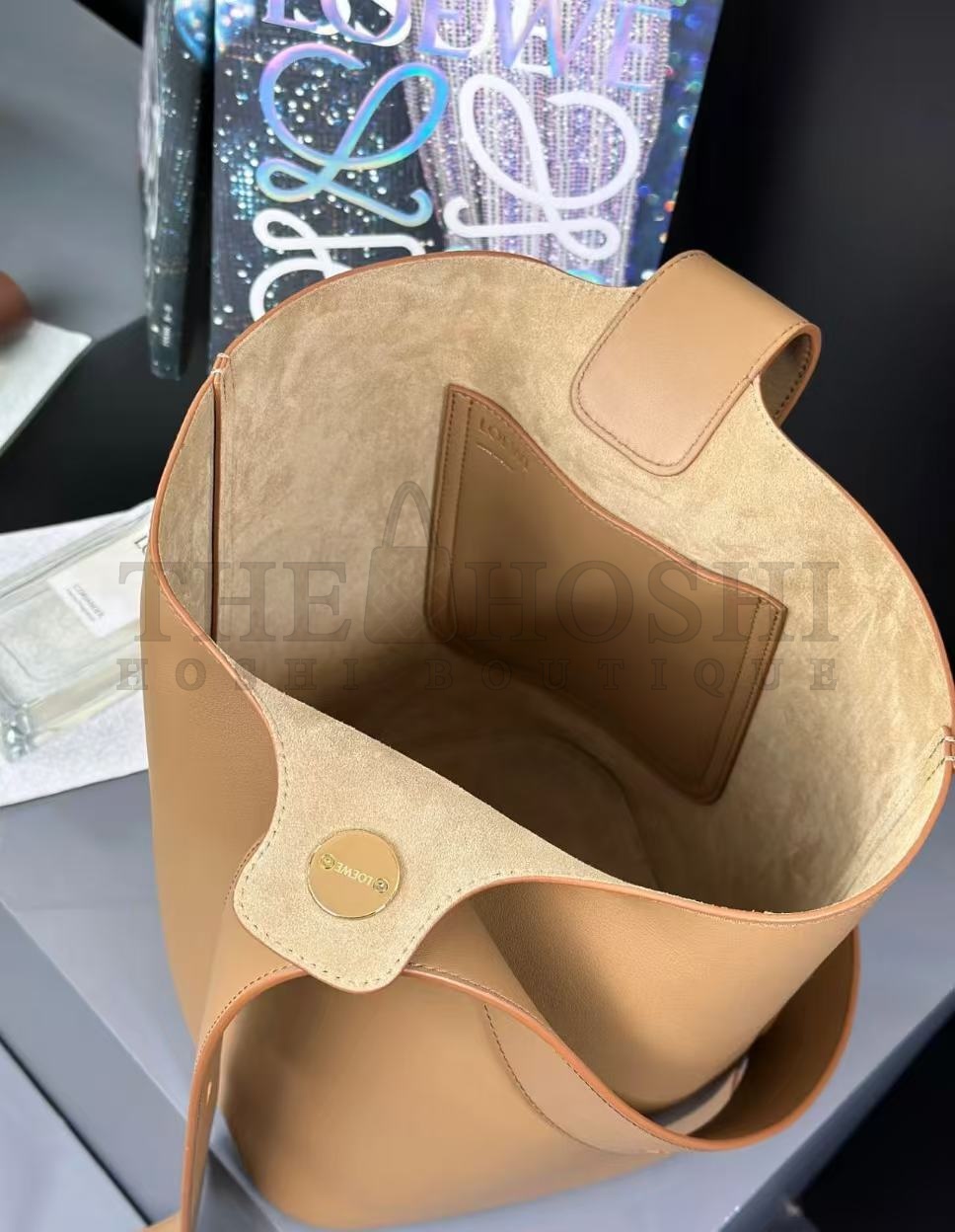 L0ew* real leather bag Natural Pebble Mini Leather Bucket Bag Master Quality