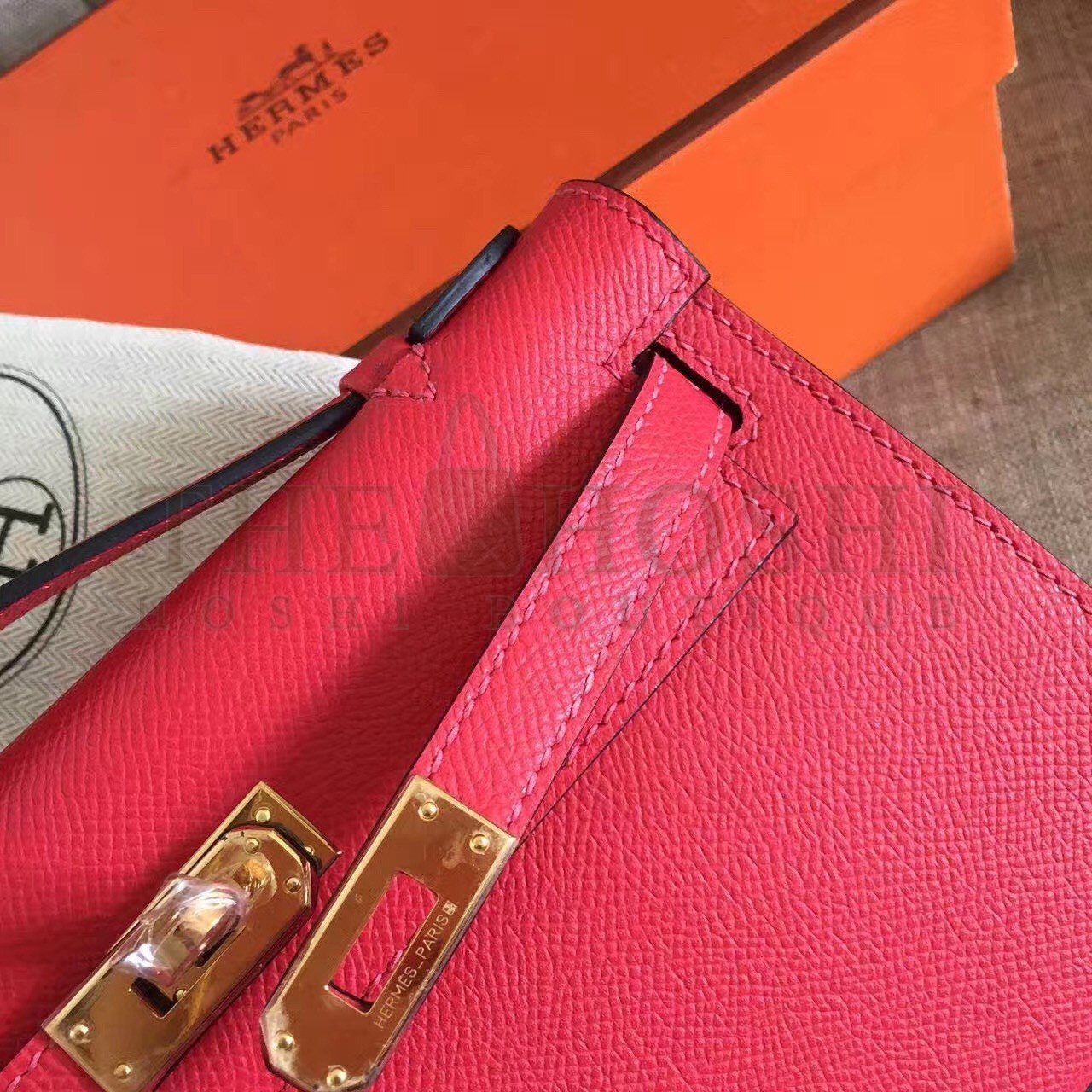 H**me5 Red Kelly Pochette Epsom Handmade Bag Master Quality