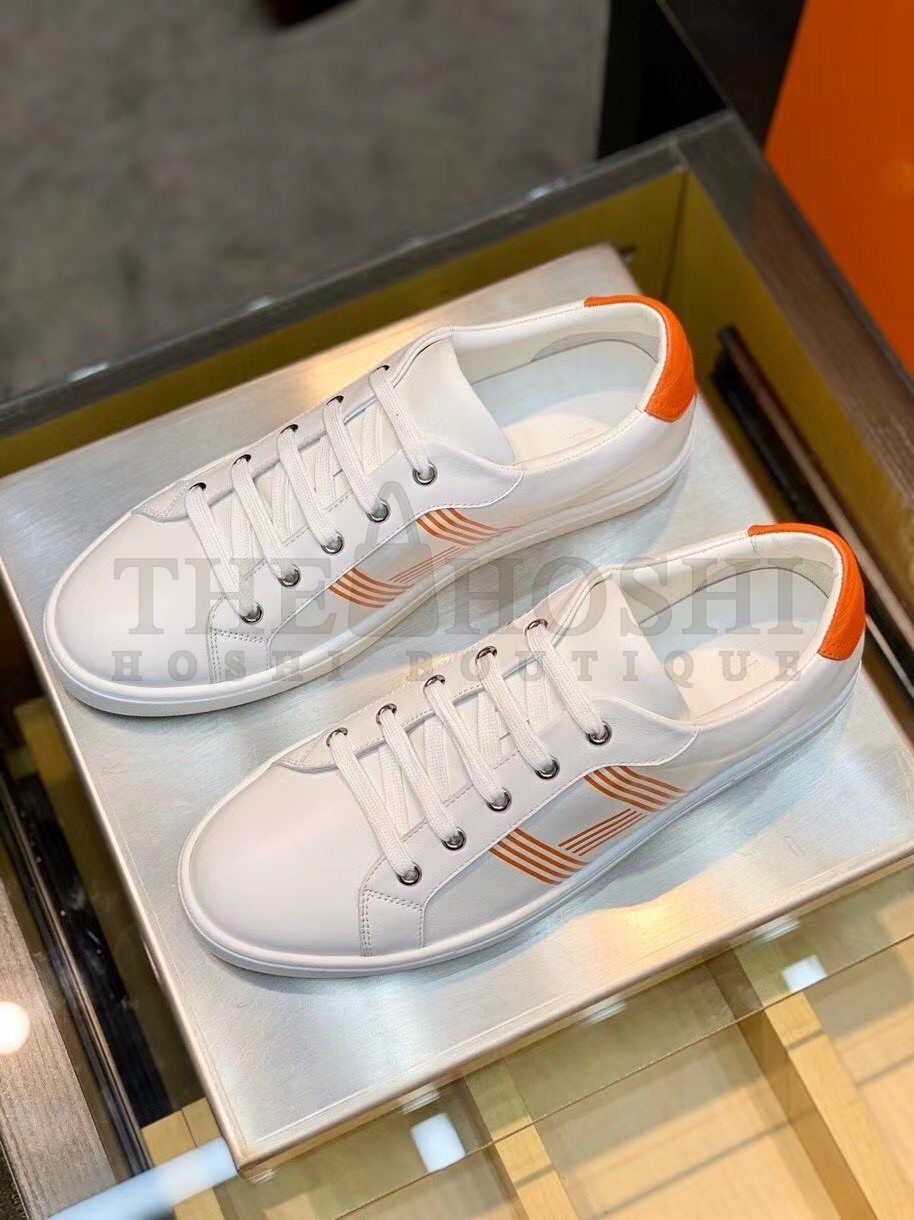 H**me5 Avantage Sneakers In White/Orange Calfskin Master Quality