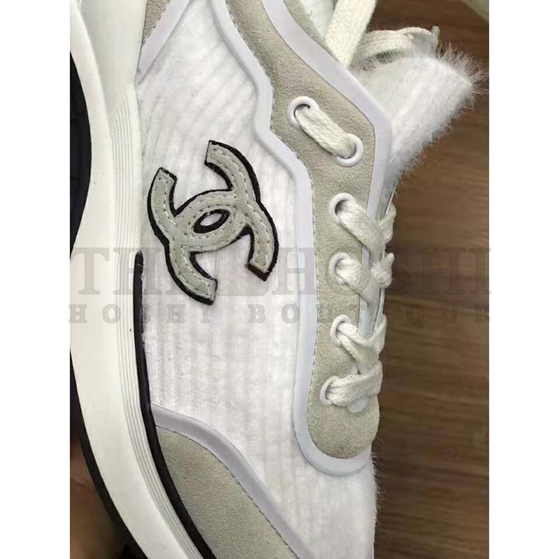 Ch**el Women Velvet Calfskin & Mixed Fibers Sneakers-Grey Master Quality