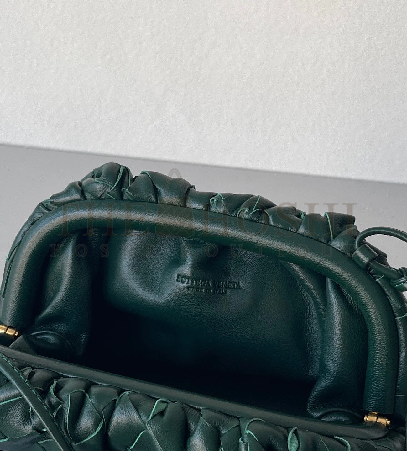 B0tt*ga Ven*ta Mini Pouch with Strap in Raintree Intrecciato Lambskin Master Quality