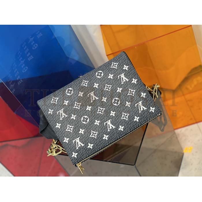 L0vis Vvtt0n LV Women Coussin PM Handbag Blue Lambskin Cowhide Leather Zip Closure Master Quality