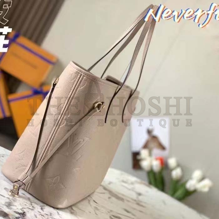 L0vis Vvtt0n Women LV Neverfull MM Carryall Tote Tourterelle Gray Embossed Grained Cowhide M45686 Master Quality