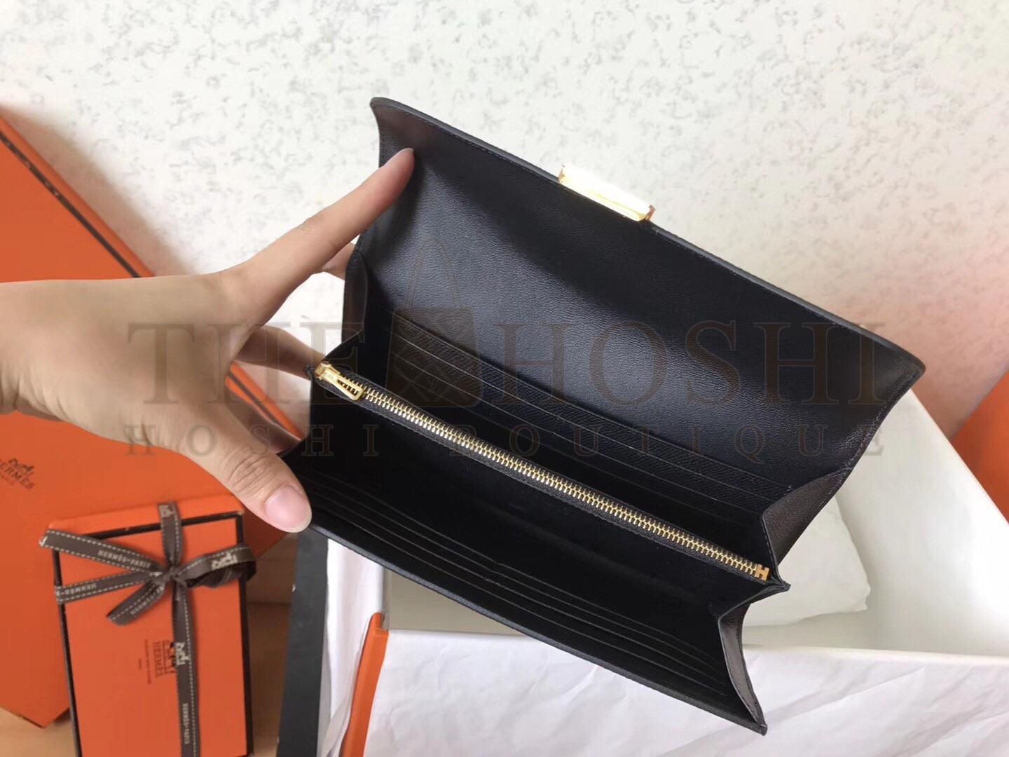 H**me5 Black Epsom Constance Long Wallet Master Quality