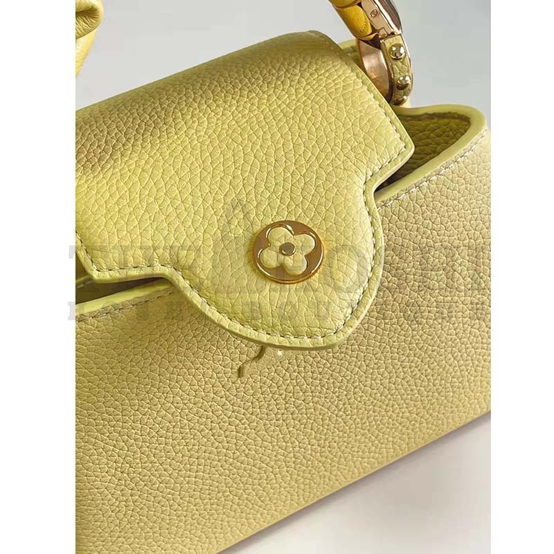 L0vis Vvtt0n LV Women Capucines Mini Handbag Yellow Taurillon Calfskin Master Quality