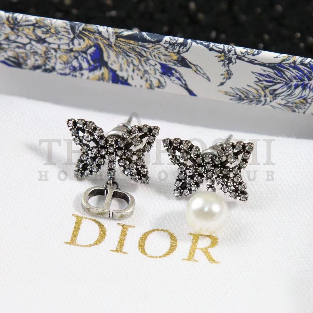 D10r Women CD Papillon De Nuit Earrings Silver Metal Pearls Master Quality