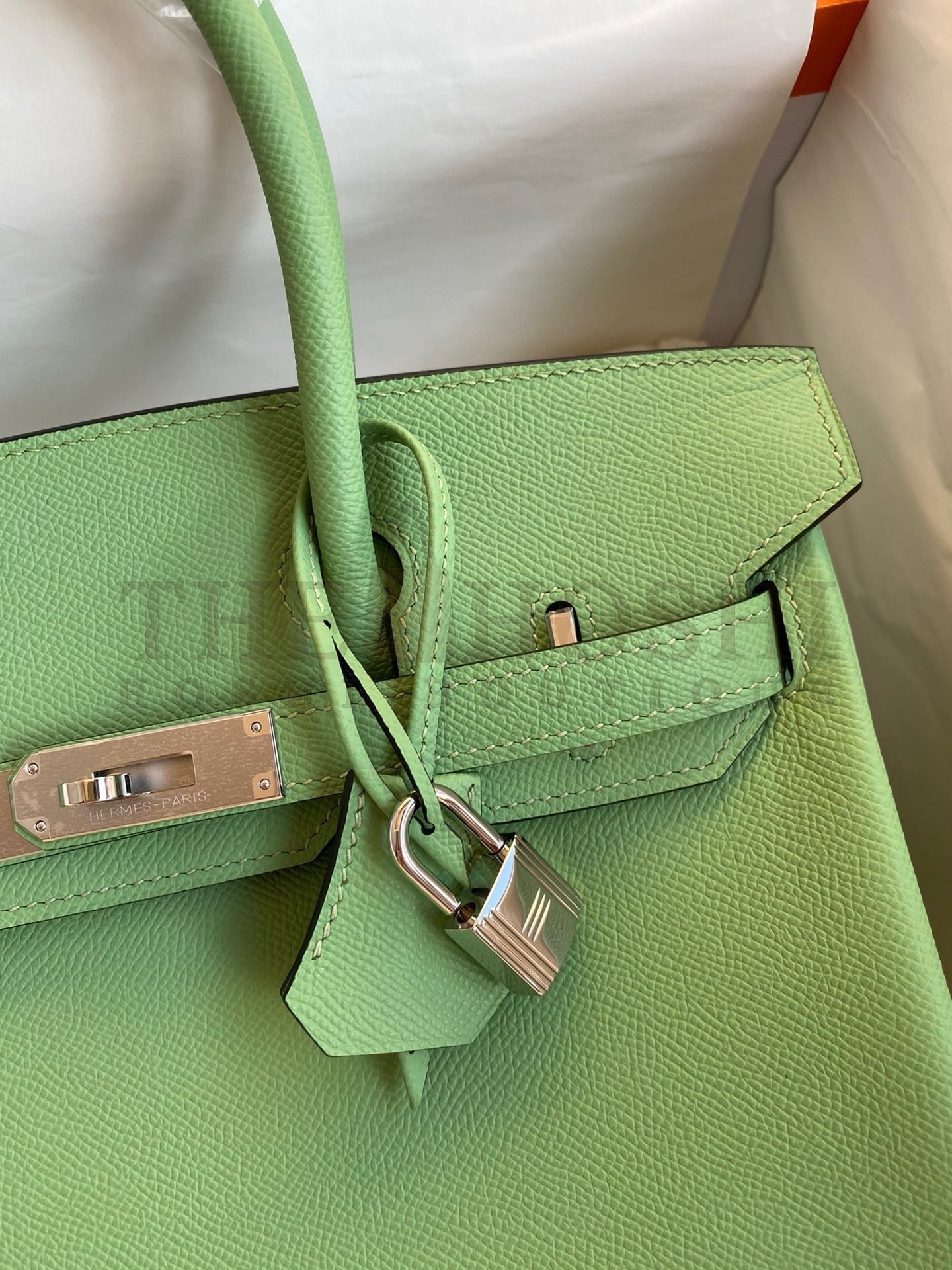 H**me5 Birkin 30 Retourne Handmade Bag In Vert Cypres Epsom Calfskin Master Quality