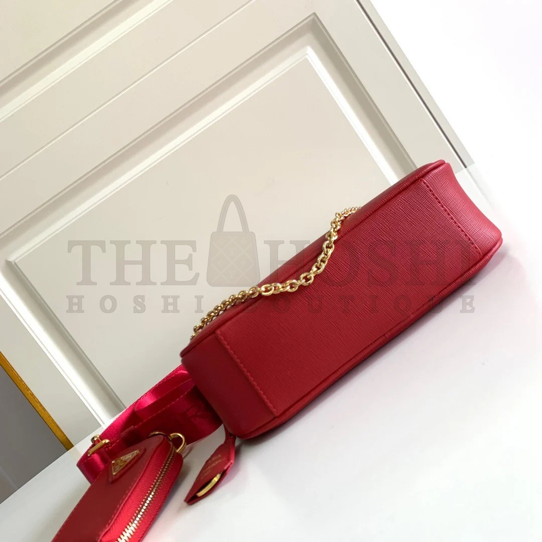 Pra*a Re-Edition 2005 Shoulder Bag In Red Saffiano Leather Master Quality